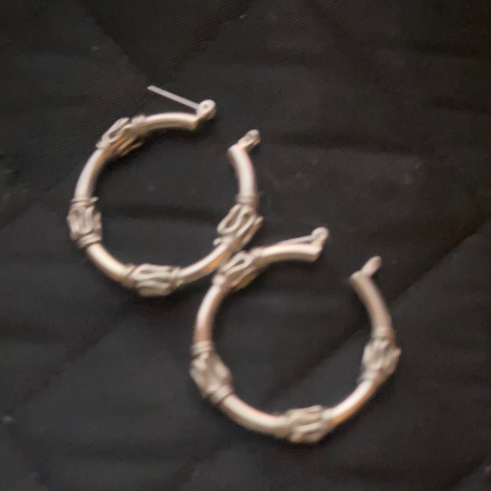 Sterling Silver Rope-Detail Hoop Earrings - Silver